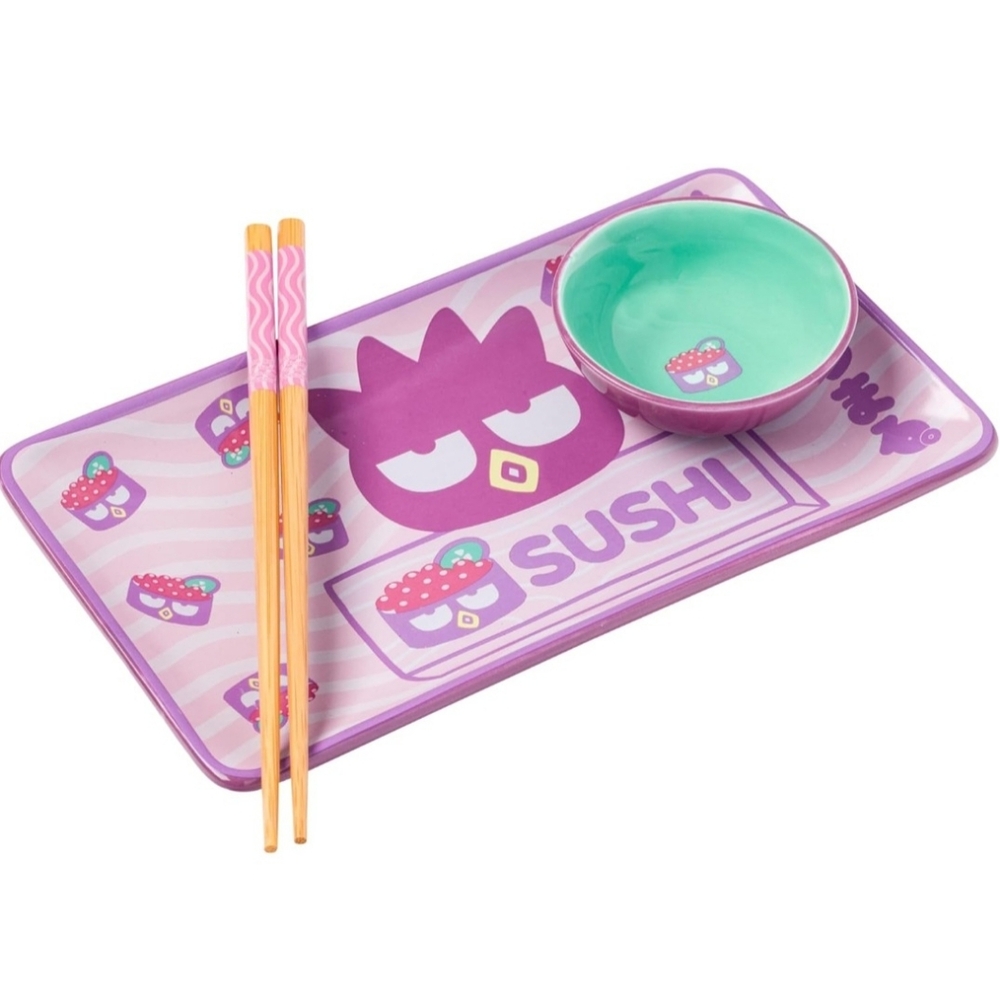 Sanrio Badtz-Maru Ceramic sushi set with chopsticks